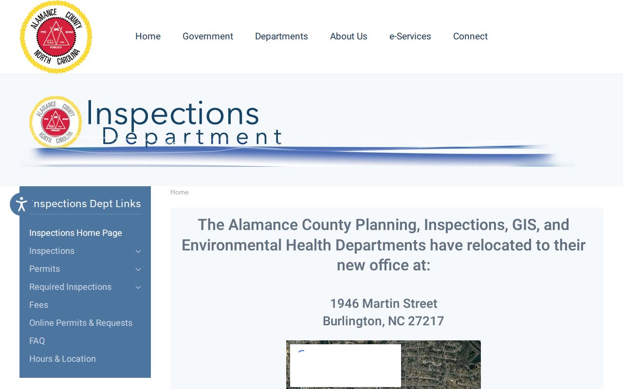 Burlington street directory Alamance County inspections