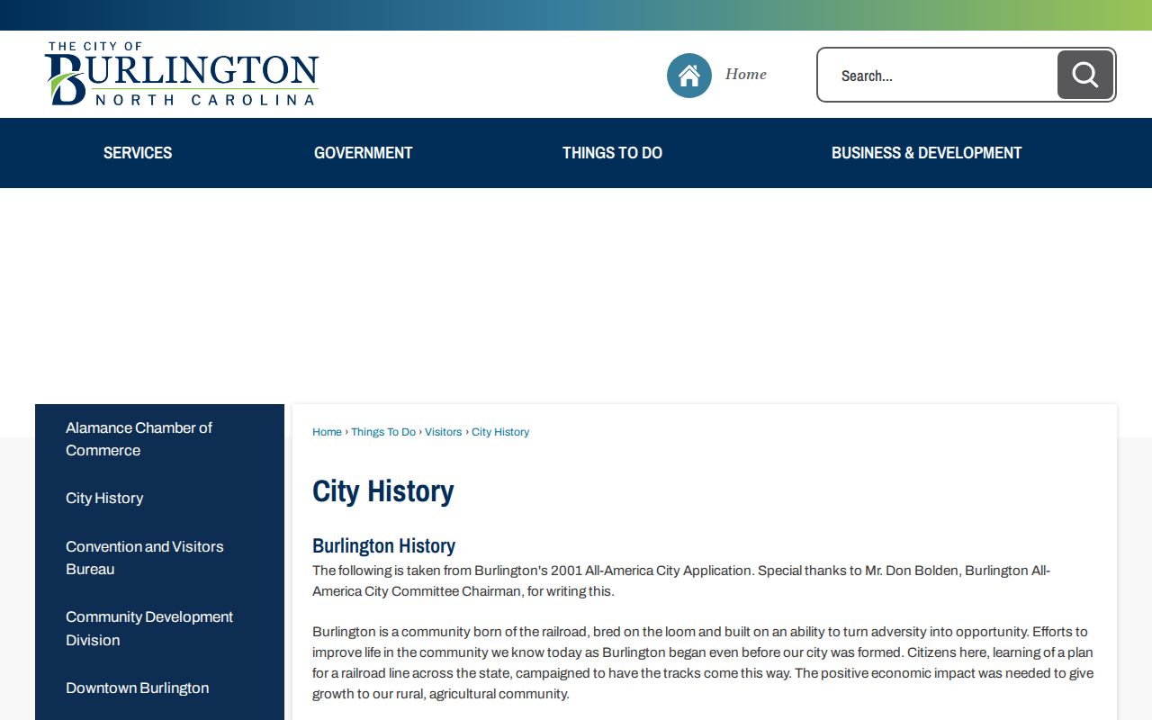 Burlington city directory historical context from the official city history