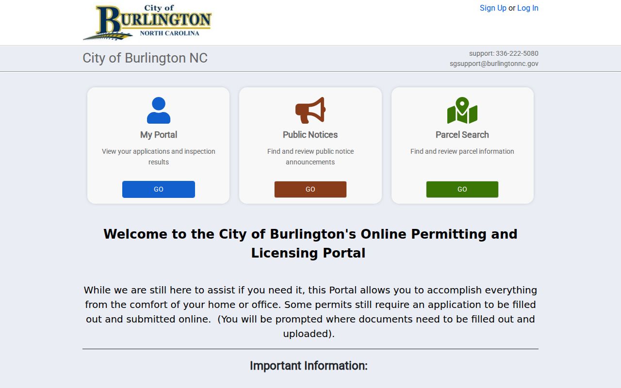 Burlington neighbors SmartGov permit search portal