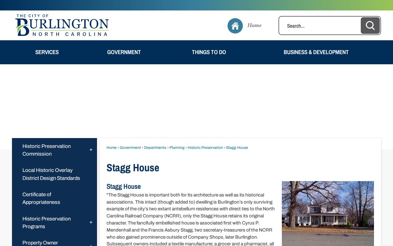 Burlington neighbors Stagg House historic context