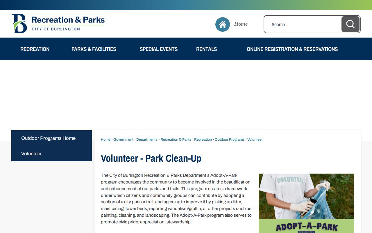 Burlington neighbors Adopt-A-Park participation route
