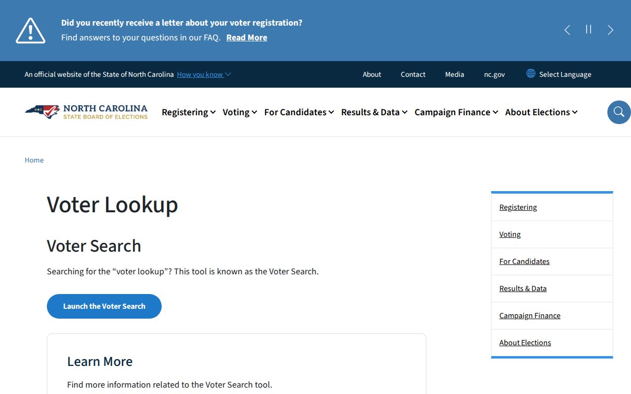 Burlington resident lookup with the North Carolina voter search